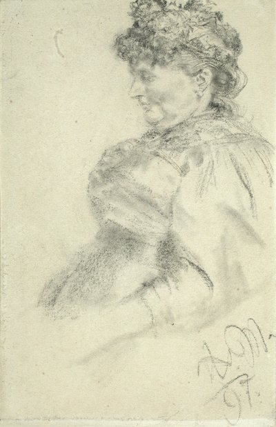 Lady in Profile Facing Left by Adolph Menzel